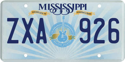 MS license plate ZXA926