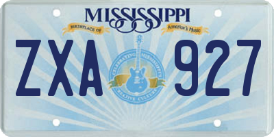 MS license plate ZXA927