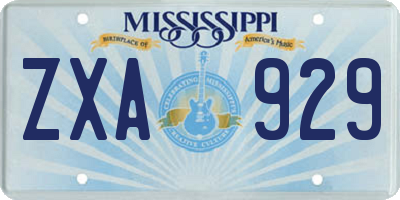 MS license plate ZXA929