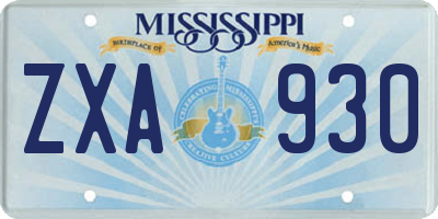 MS license plate ZXA930