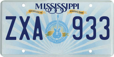 MS license plate ZXA933
