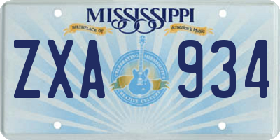 MS license plate ZXA934