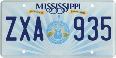 MS license plate ZXA935