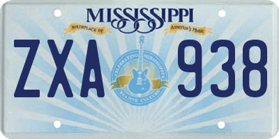 MS license plate ZXA938