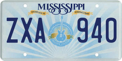 MS license plate ZXA940