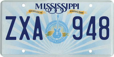 MS license plate ZXA948