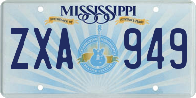 MS license plate ZXA949