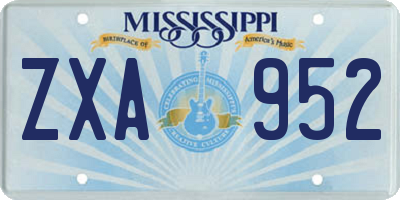 MS license plate ZXA952