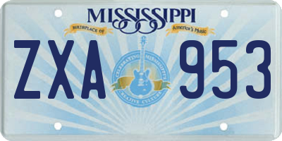 MS license plate ZXA953