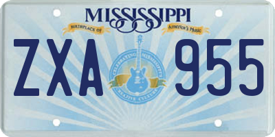 MS license plate ZXA955