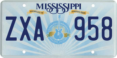MS license plate ZXA958