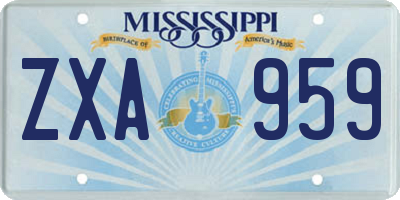 MS license plate ZXA959