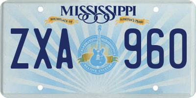 MS license plate ZXA960