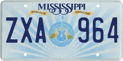MS license plate ZXA964