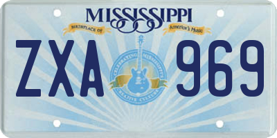 MS license plate ZXA969
