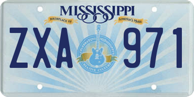MS license plate ZXA971