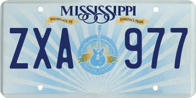 MS license plate ZXA977