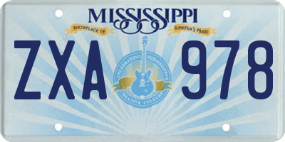 MS license plate ZXA978