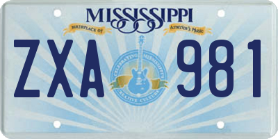 MS license plate ZXA981