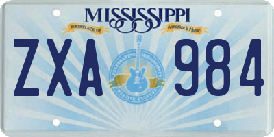 MS license plate ZXA984