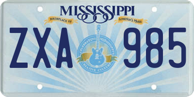 MS license plate ZXA985