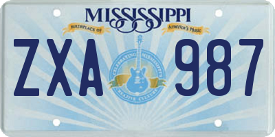 MS license plate ZXA987