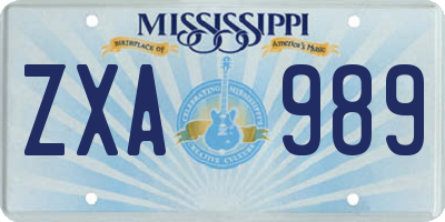 MS license plate ZXA989