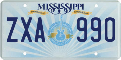 MS license plate ZXA990