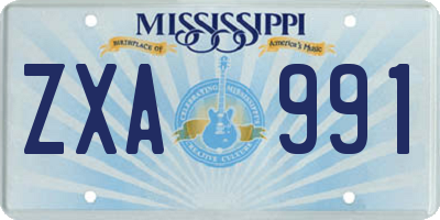 MS license plate ZXA991