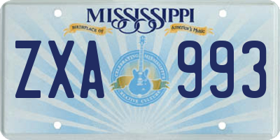 MS license plate ZXA993