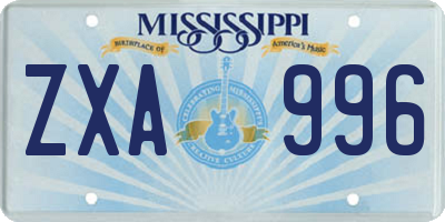 MS license plate ZXA996