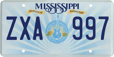 MS license plate ZXA997