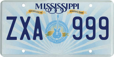 MS license plate ZXA999