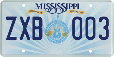MS license plate ZXB003