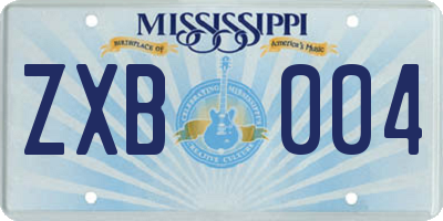 MS license plate ZXB004
