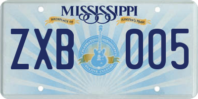 MS license plate ZXB005