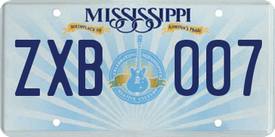 MS license plate ZXB007