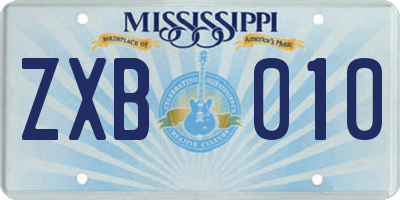 MS license plate ZXB010