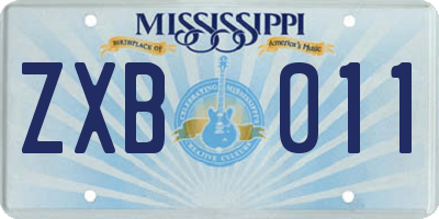 MS license plate ZXB011