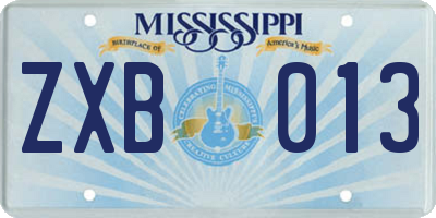 MS license plate ZXB013