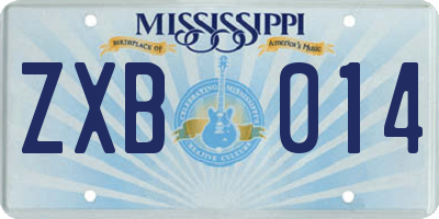MS license plate ZXB014