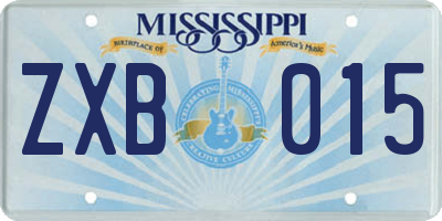 MS license plate ZXB015