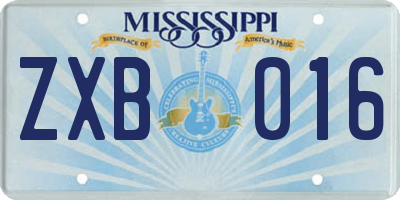 MS license plate ZXB016