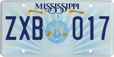MS license plate ZXB017