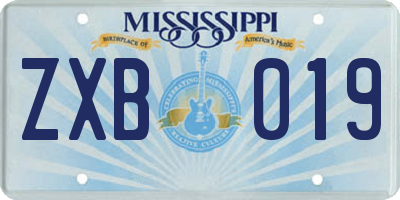 MS license plate ZXB019