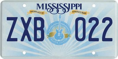 MS license plate ZXB022