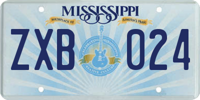 MS license plate ZXB024