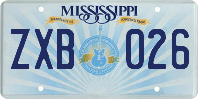 MS license plate ZXB026