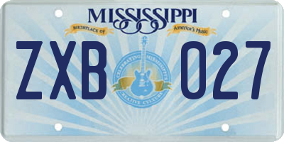 MS license plate ZXB027