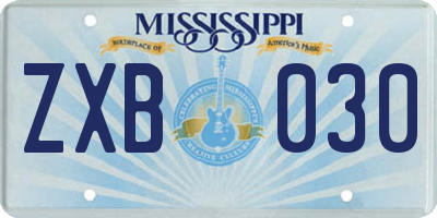 MS license plate ZXB030